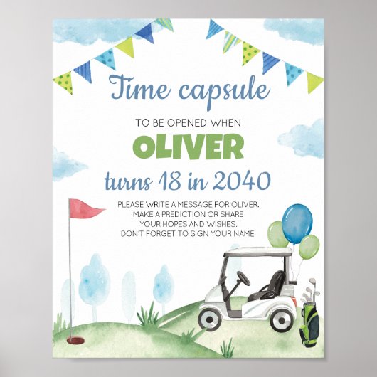 ボーイゴルフ誕生日タイムカプセルサイン ポスター (正面)