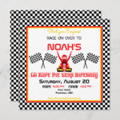 ボーイゴーカート誕生日パーティー&レース市松模様にフラグ 招待状 (正面/裏面)