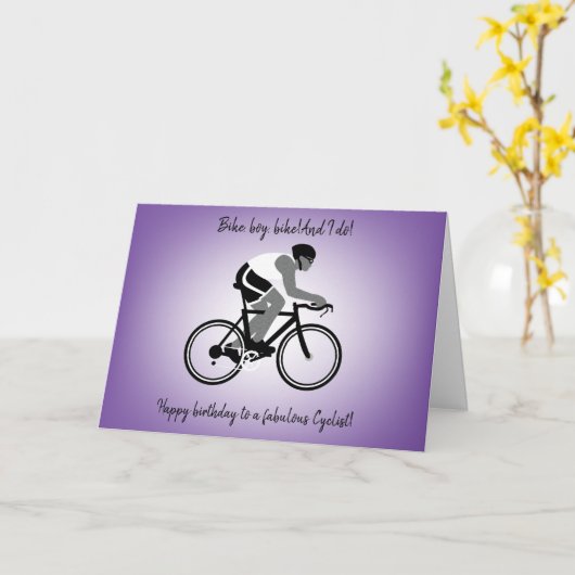 ボーイサイクリスト誕生日カード カード (黄色い花)