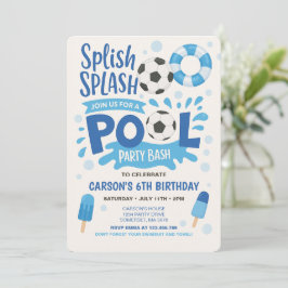 ボーイサッカープールパーティー誕生日招待状 招待状