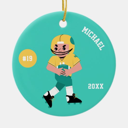 ボーイサッカー選手の名前ジャージー番号&年 セラミックオーナメント (正面)