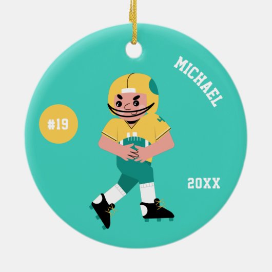 ボーイサッカー選手の名前ジャージー番号&年 セラミックオーナメント (裏面)