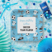 ボーイサッカー選手の誕生日パーティーブルー紙プレート ペーパープレート (パーティー)