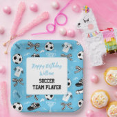 ボーイサッカー選手の誕生日パーティーブルー紙プレート ペーパープレート (パーティー)