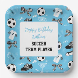 ボーイサッカー選手の誕生日パーティーブルー紙プレート ペーパープレート
