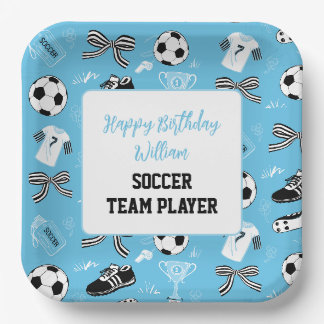 ボーイサッカー選手の誕生日パーティーブルー紙プレート ペーパープレート
