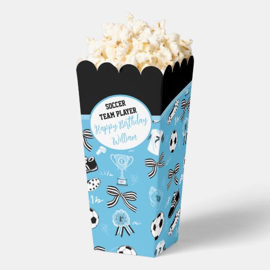 ボーイサッカー選手の誕生日パーティーブルー フェイバーボックス (はじけた状態)