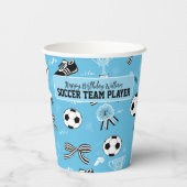 ボーイサッカー選手の誕生日パーティーブルー 紙コップ (裏面)