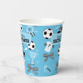 ボーイサッカー選手の誕生日パーティーブルー 紙コップ (左)