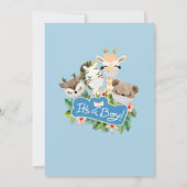 ボーイサファリアニマルジャングルグリーナリー男の赤ちゃんシャワー 招待状 (裏面)