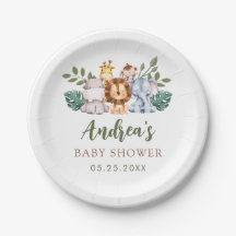 ボーイサファリジャングルベビーシャワー紙プレート