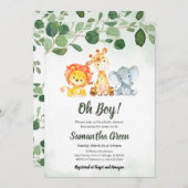 ボーイサファリジャングルベビーシャワー 招待状 (正面/裏面)