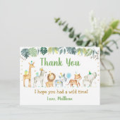 ボーイサファリパーティー動物誕生日ありがとう サンキューカード (スタンド正面)