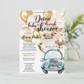 ボーイサファリ動物ジャングルドライブbyベビーシャワーInv 招待状 (スタンド正面)