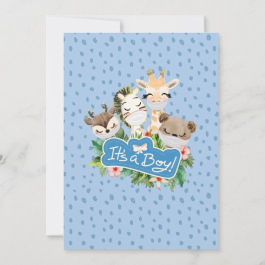 ボーイサファリ動物ジャングルドライブbyベビーシャワーInv 招待状 (裏面)