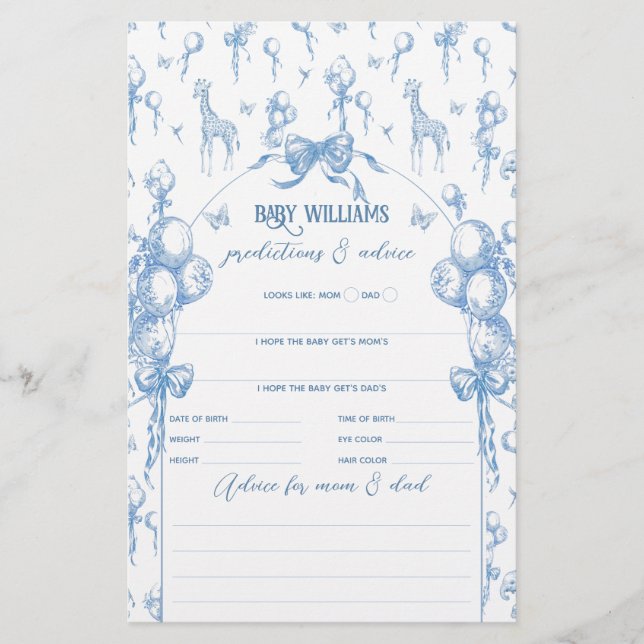 ボーイサファリ動物ブルーバルーンベビーシャワーゲーム (正面)