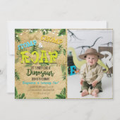 ボーイサファリ恐竜誕生日招待状と写真 招待状 (正面)