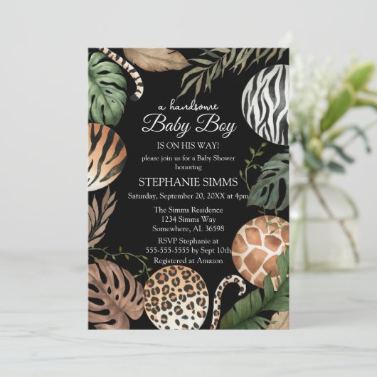 ボーイサファリ赤ちゃんシャワー 招待状 (スタンド正面)