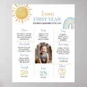 ボーイサンシャインレインボー誕生日マイルストーンポスター ポスター (正面)