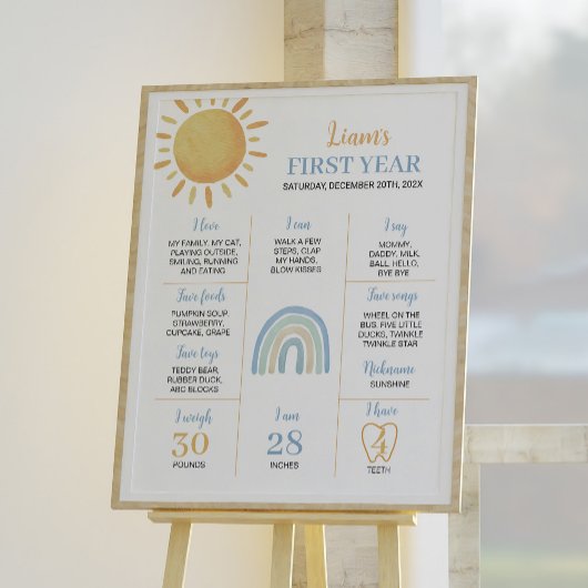 ボーイサンシャインレインボー誕生日マイルストーンポスター ポスター