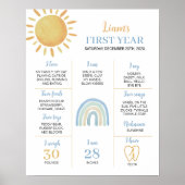 ボーイサンシャインレインボー誕生日マイルストーンポスター ポスター (正面)