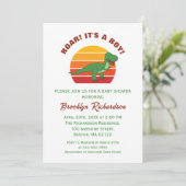 ボーイサンセットレトロ恐竜の赤ちゃんシャワーを轟音 招待状 (スタンド正面)