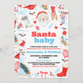 ボーイサンタベビーベビーシャワー 招待状 (正面/裏面)