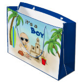 ボーイサンドキャッスルサーフボードビーチベビーシャワー ラージペーパーバッグ (裏面アングル)