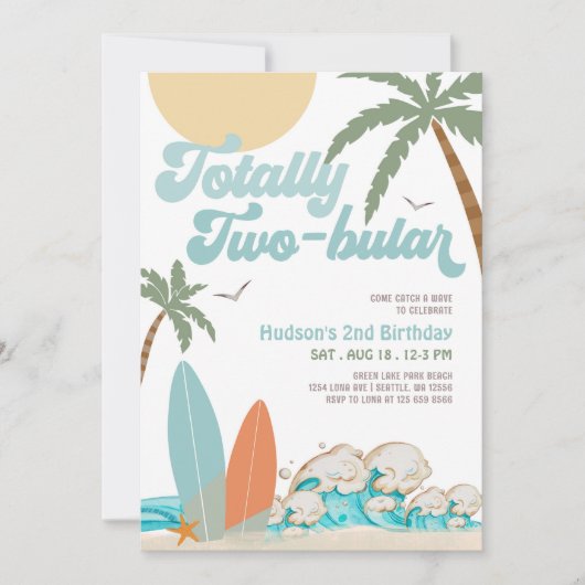 ボーイサーフサーフィン2nd誕生日トータル二星型 招待状 (正面)