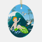 ボーイサーフビッグウェーブ誕生日パーティー セラミックオーナメント (右)