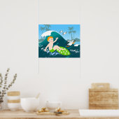 ボーイサーフビッグウェーブ誕生日パーティー ポスター (キッチン)