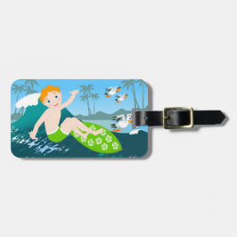 ボーイサーフビッグウェーブ誕生日パーティー ラゲッジタグ