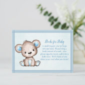 ボーイシャワーゲーム用ベビーかわいいブラウンベアの本 エンクロージャーカード (スタンド正面)