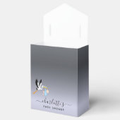 ボーイシルバーブルーコウノトリ赤ちゃんシャワー フェイバーボックス (オープン)