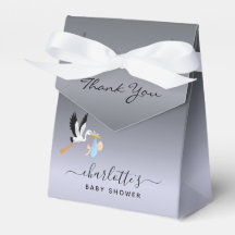 ボーイシルバーブルーコウノトリ赤ちゃんシャワー