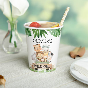 ボーイジャングルワイルドワン誕生日紙カップ 紙コップ