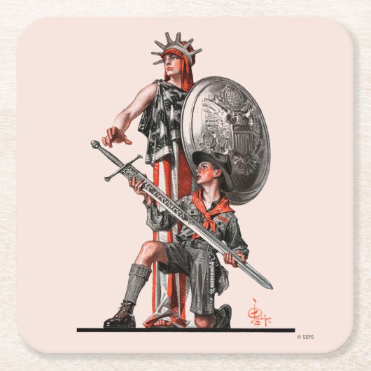 ボーイスカウトと自由 スクエアペーパーコースター (正面)