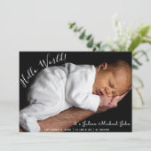 ボーイスクリプ生まれたばかりのト統計フォトコラージュ誕生 案内状 (スタンド正面)