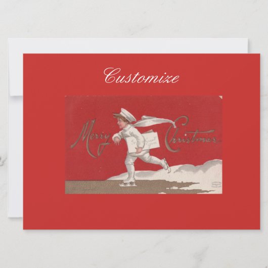 ボーイスケートで滑るヴィンテージサンダー_コーブクリスマス シーズンカード (正面)