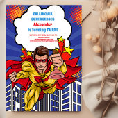 ボーイススーパーヒーロー漫画誕生日 招待状