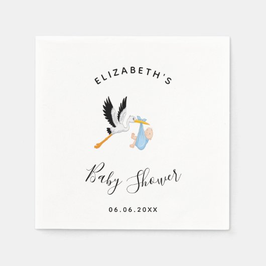 ボーイストーク青い白かわいい赤ちゃんシャワー スタンダードカクテルナプキン (正面)