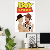 ボーイストーリーおもしろいゲイへの関心LGBTデザインゲイアートQ ポスター (ホームオフィス)