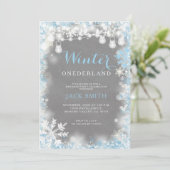 ボーイスノーフレークスウィンターオンダーランド誕生日 招待状 (スタンド正面)