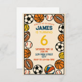 ボーイスポーツサッカーバースデーパーティーテーマ 招待状 (正面/裏面)