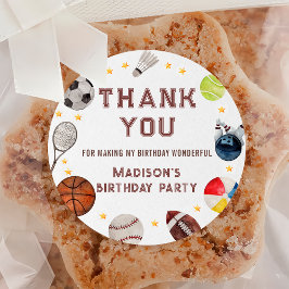 ボーイスポーツボール子供の誕生日ありがとう ラウンドシール