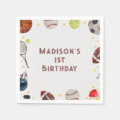 ボーイスポーツ子供の誕生日ナプキンス スタンダードカクテルナプキン (正面)