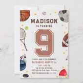 ボーイスポーツ子供の誕生日 招待状 (正面)