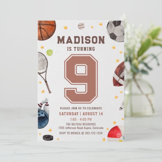 ボーイスポーツ子供の誕生日 招待状 (スタンド正面)