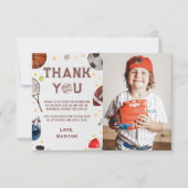 ボーイスポーツ誕生日写真サンキューカード サンキューカード (正面)