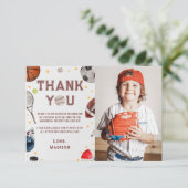 ボーイスポーツ誕生日写真サンキューカード サンキューカード (スタンド正面)